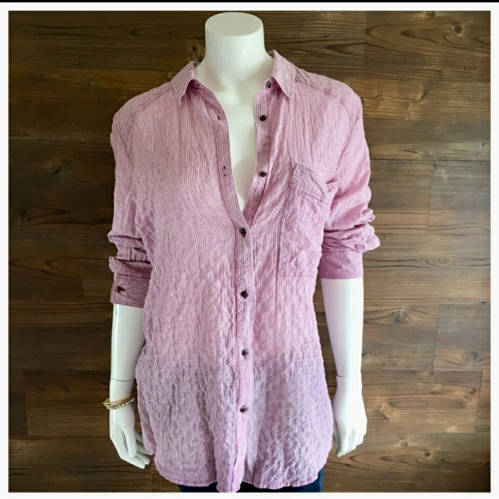 Free People No Limit Striped Button Down